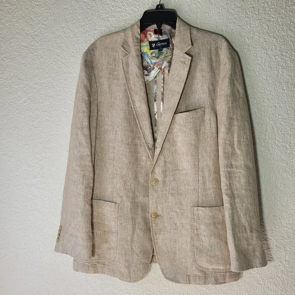 NWOT Cremieux Men's Linen Martinique Collection Henry Washed Linen Blazer L